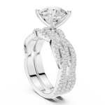 Gold Ring DDLR-300, Round center stone, White Gold, view 1