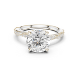 Gold Ring DDLR-167, Round center stone, White Gold
