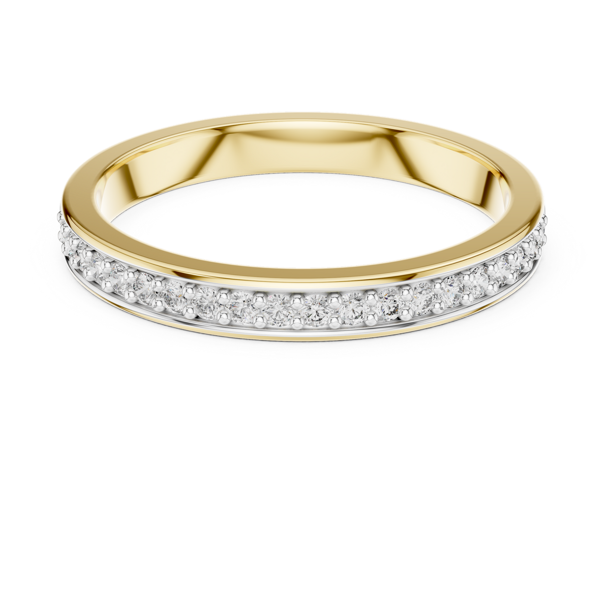 14K Solid Gold Lab Diamond Eternity Ring, Yellow Gold
