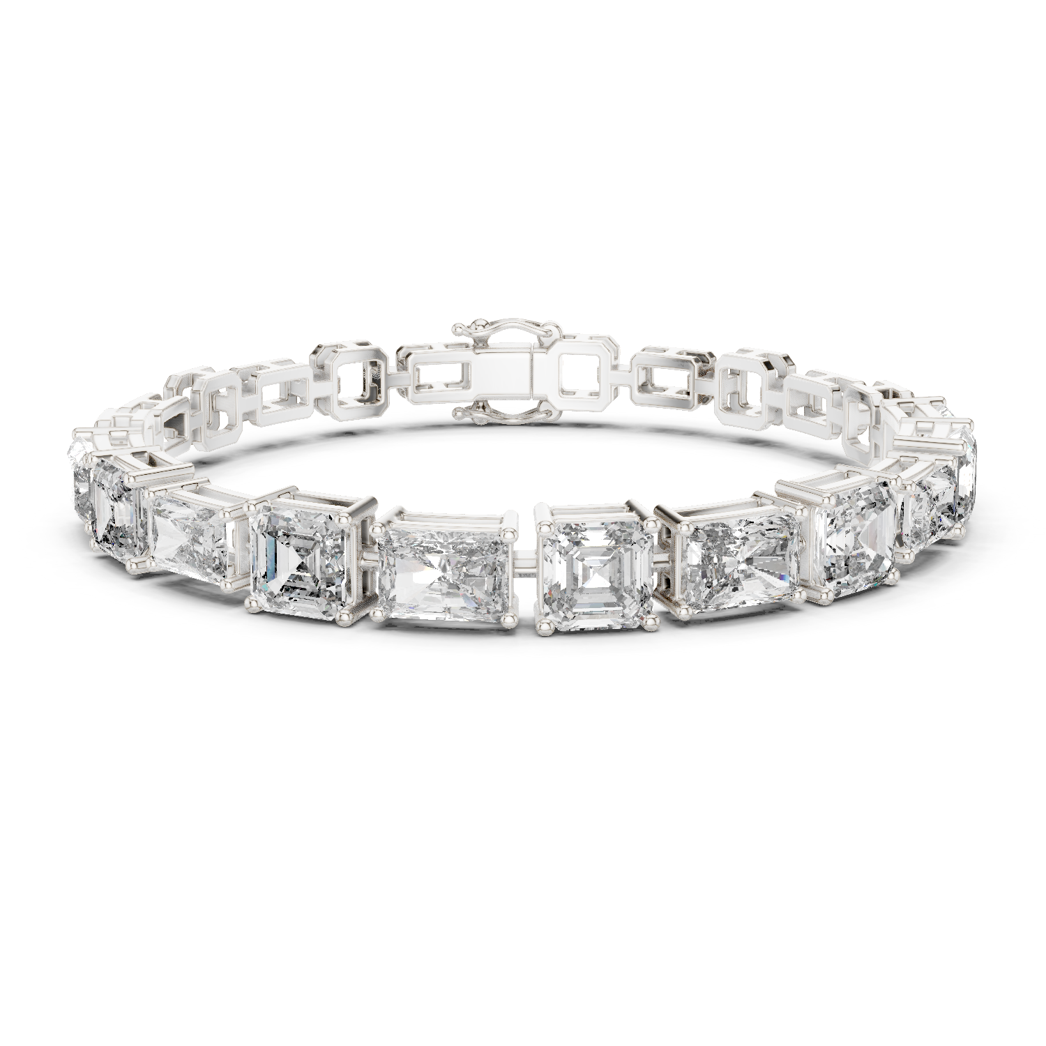 14K Solid Gold Lab Diamond Bracelet, White Gold