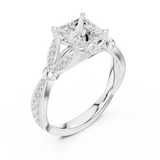 Gold Ring DDLR-257, Princess center stone, White Gold, view 2