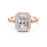 Gold Ring DDLR-349, Radiant center stone, Rose Gold, view 4
