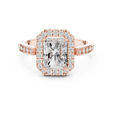 Gold Ring DDLR-349, Radiant center stone, Rose Gold, view 4