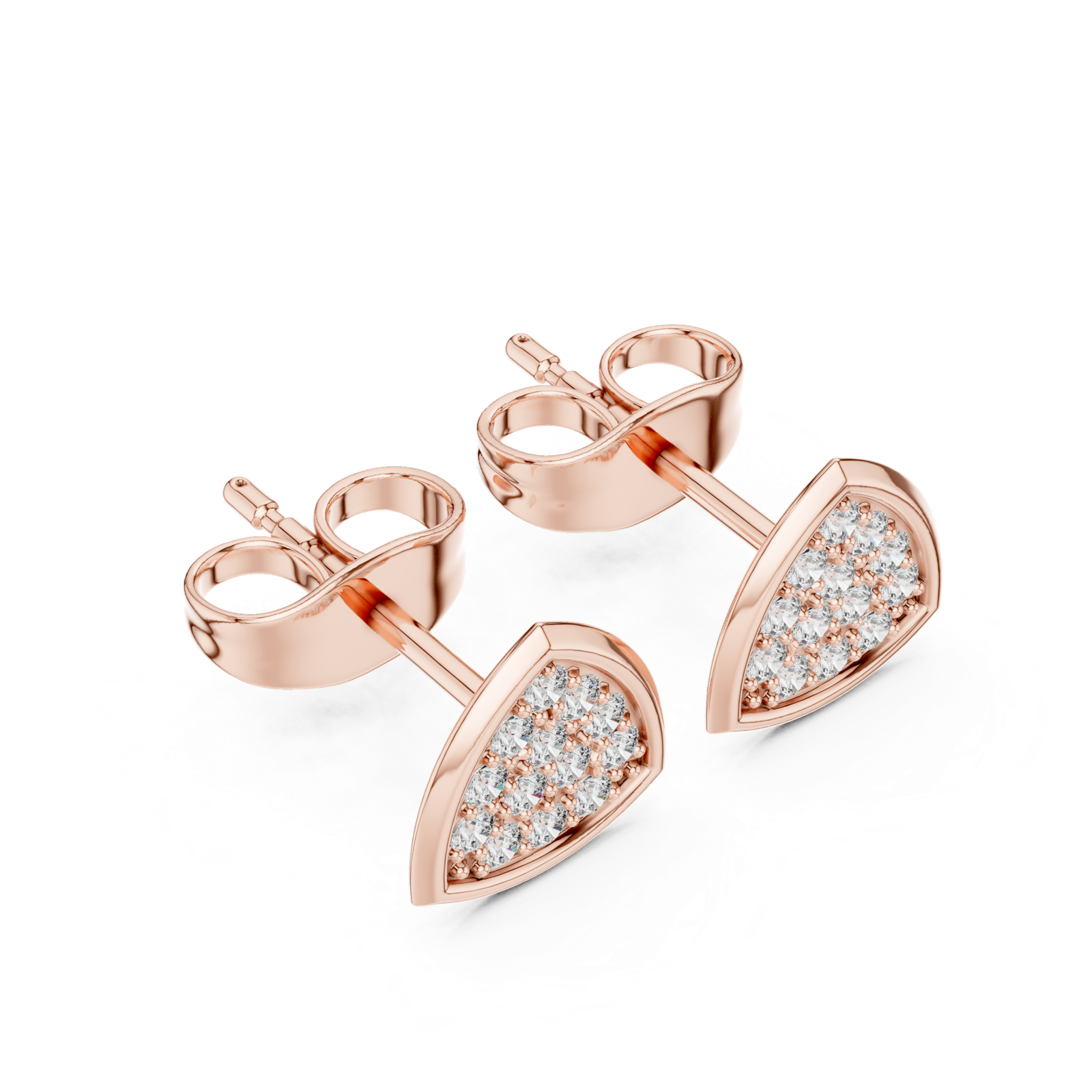 14K Solid Gold Lab Diamond Cluster Earrings, Rose Gold, view 2