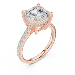 Gold Ring, Asscher center stone, Rose Gold, view 2