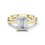 Gold Twisted Band Solitaire Engagement Ring, Emerald center stone, Yellow Gold