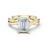 Gold Twisted Band Solitaire Engagement Ring, Emerald center stone, Yellow Gold