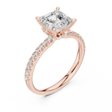 Gold Ring, Asscher center stone, Rose Gold, view 2