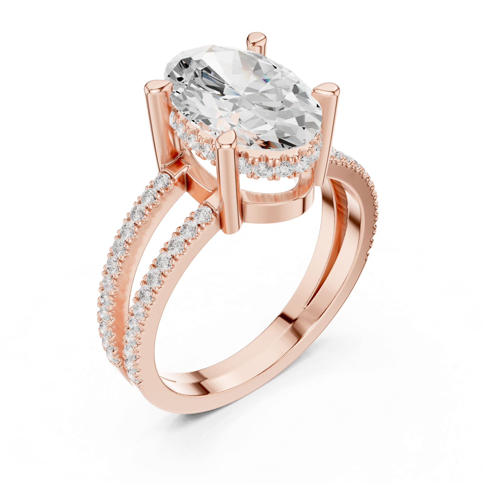 Gold Jewelry L36-13, Oval center stone, Rose Gold, view 2