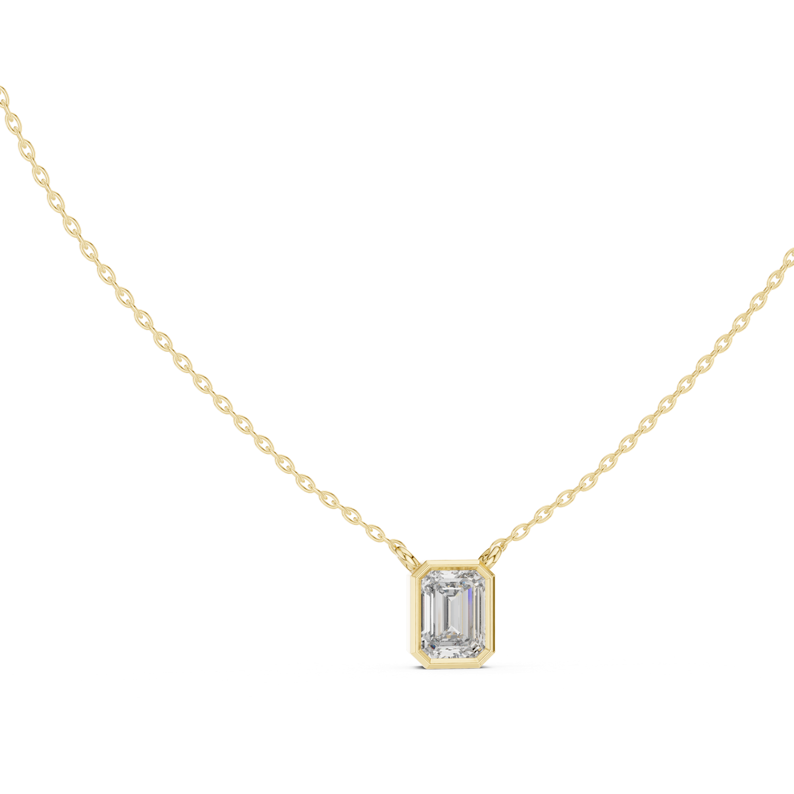 14K Solid Gold Lab Diamond Solitaire Pendant Necklace, Yellow Gold, view 1