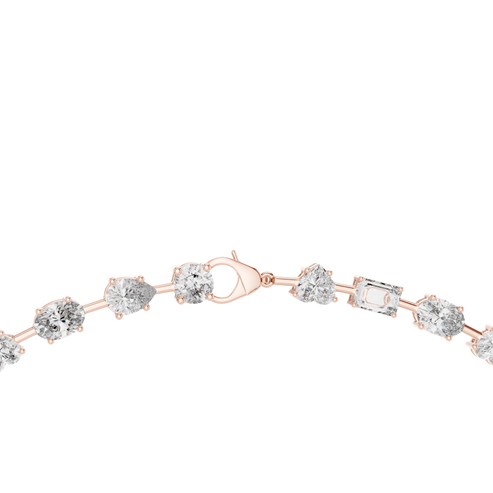 14K Solid Gold Lab Diamond Tennis Necklace, Rose Gold, view 4