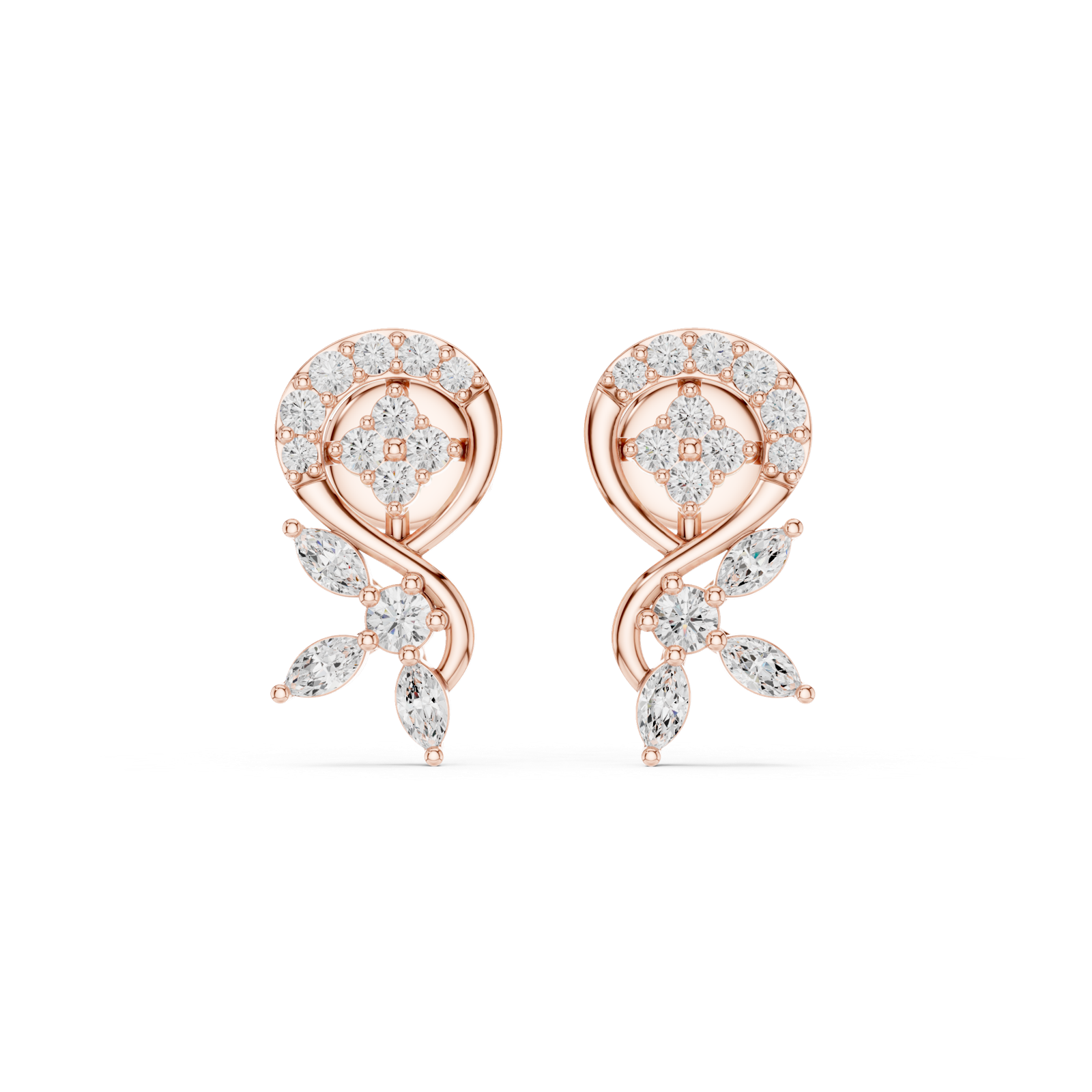 Gold Earrings Earring, Rose Gold, view 4