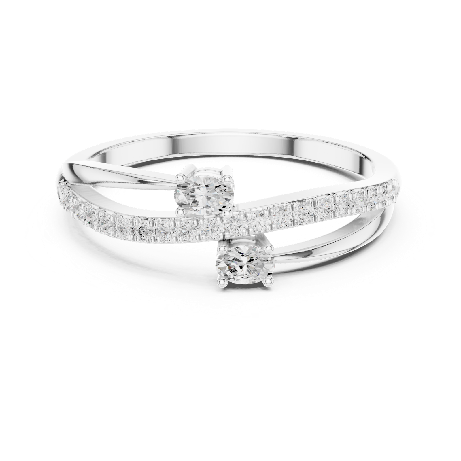 Gold Ring HLR-254, White Gold, view 4