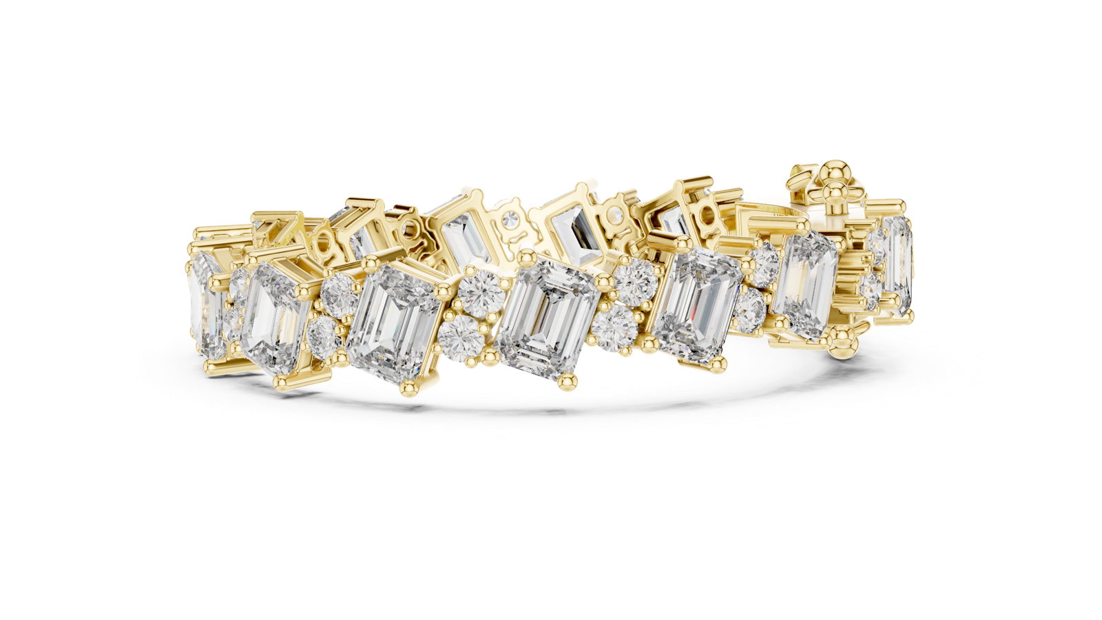 14K Solid Gold Lab Diamond Bracelet, Yellow Gold, view 3