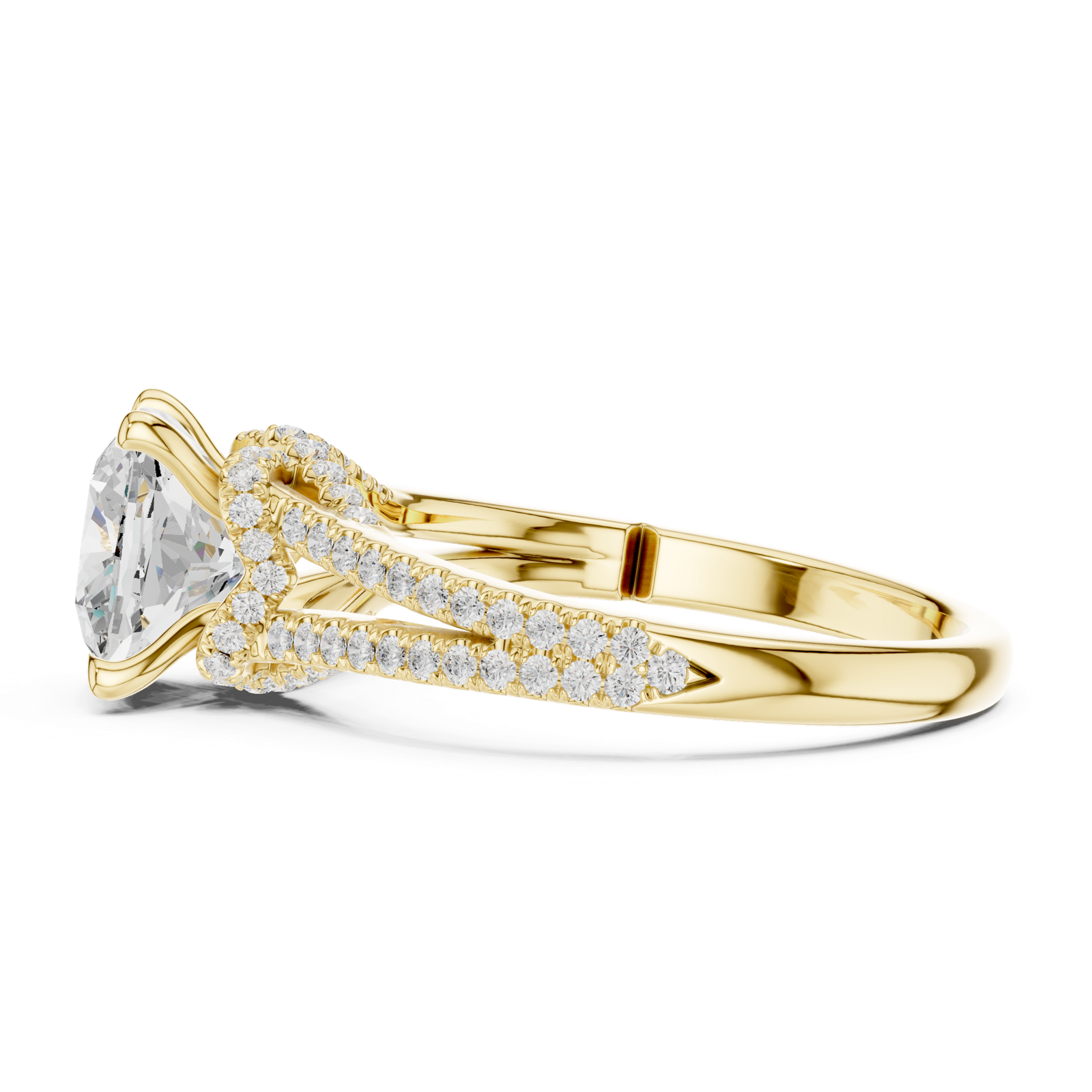Gold Ring DDLR-252, Cushion center stone, Yellow Gold, view 3