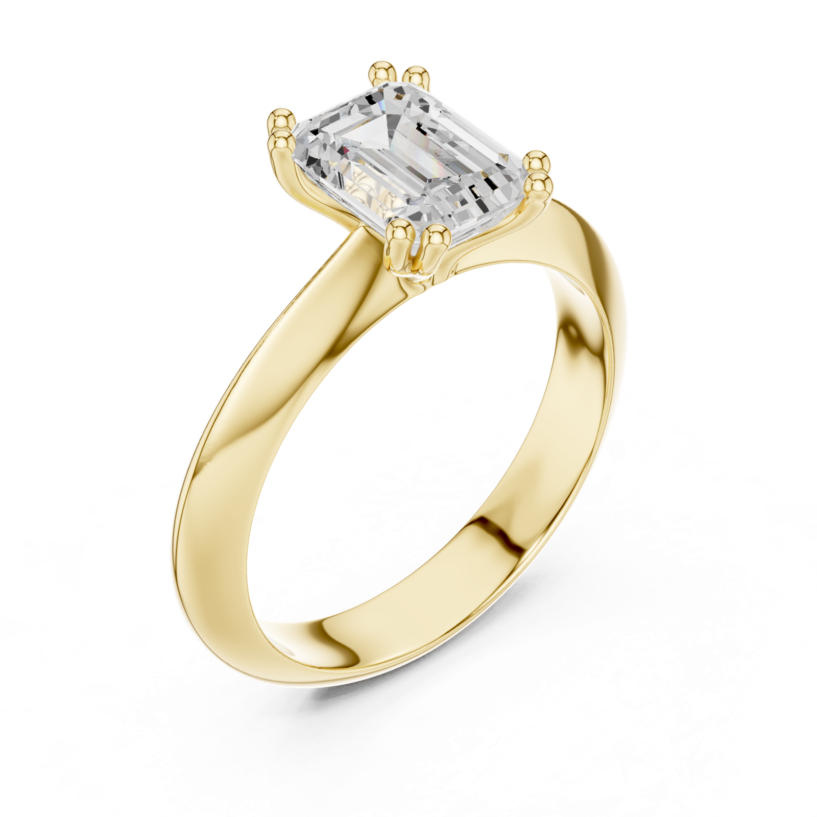 Gold Jewelry L36-8, Emerald center stone, Yellow Gold, view 2