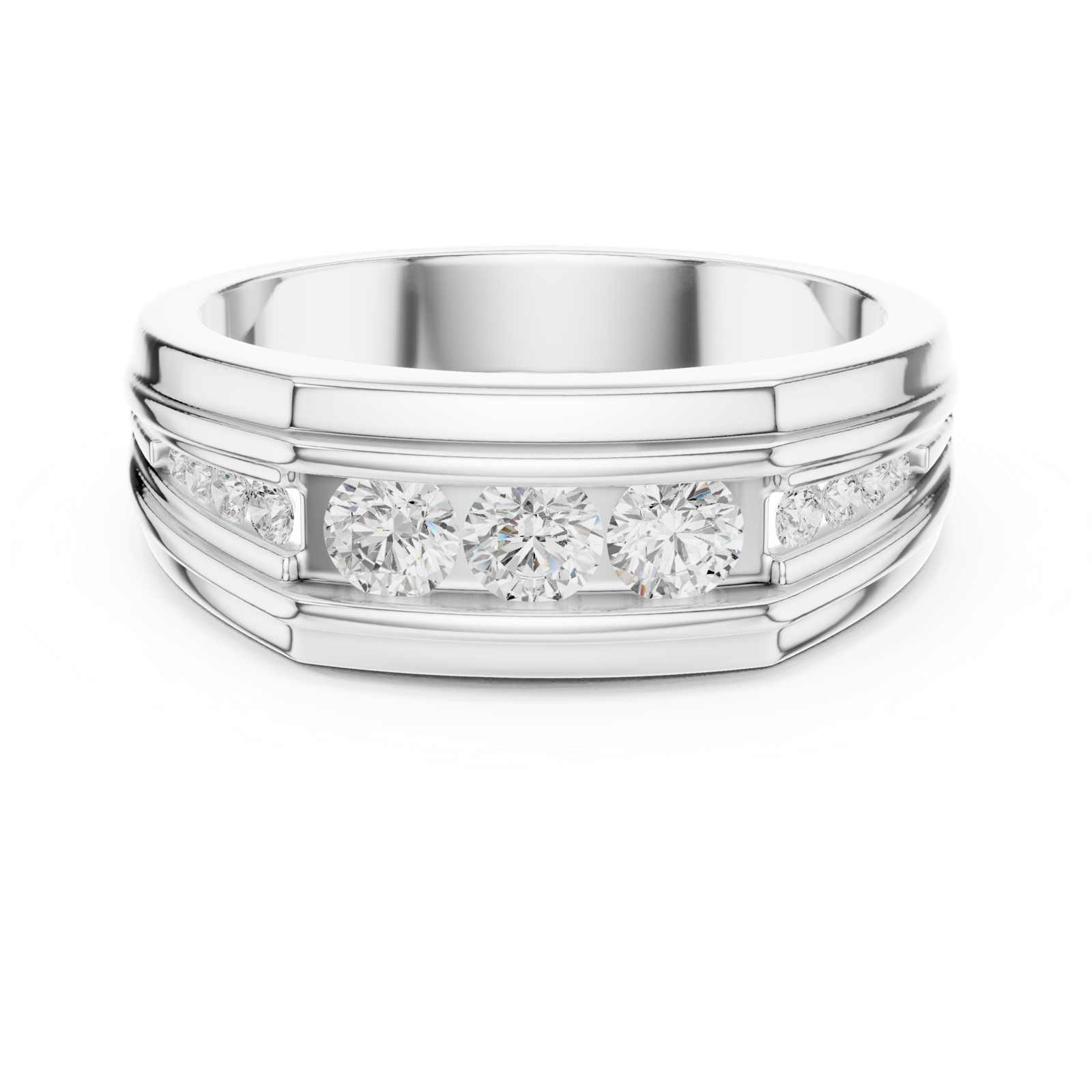 Gold Men's Ring GGR-0014, White Gold, view 4
