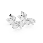 14K Solid Gold Lab Diamond Clover Cluster Earrings, White Gold, view 3