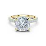 Gold Ring, Cushion center stone, Yellow Gold