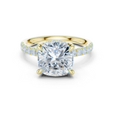 Gold Ring, Cushion center stone, Yellow Gold