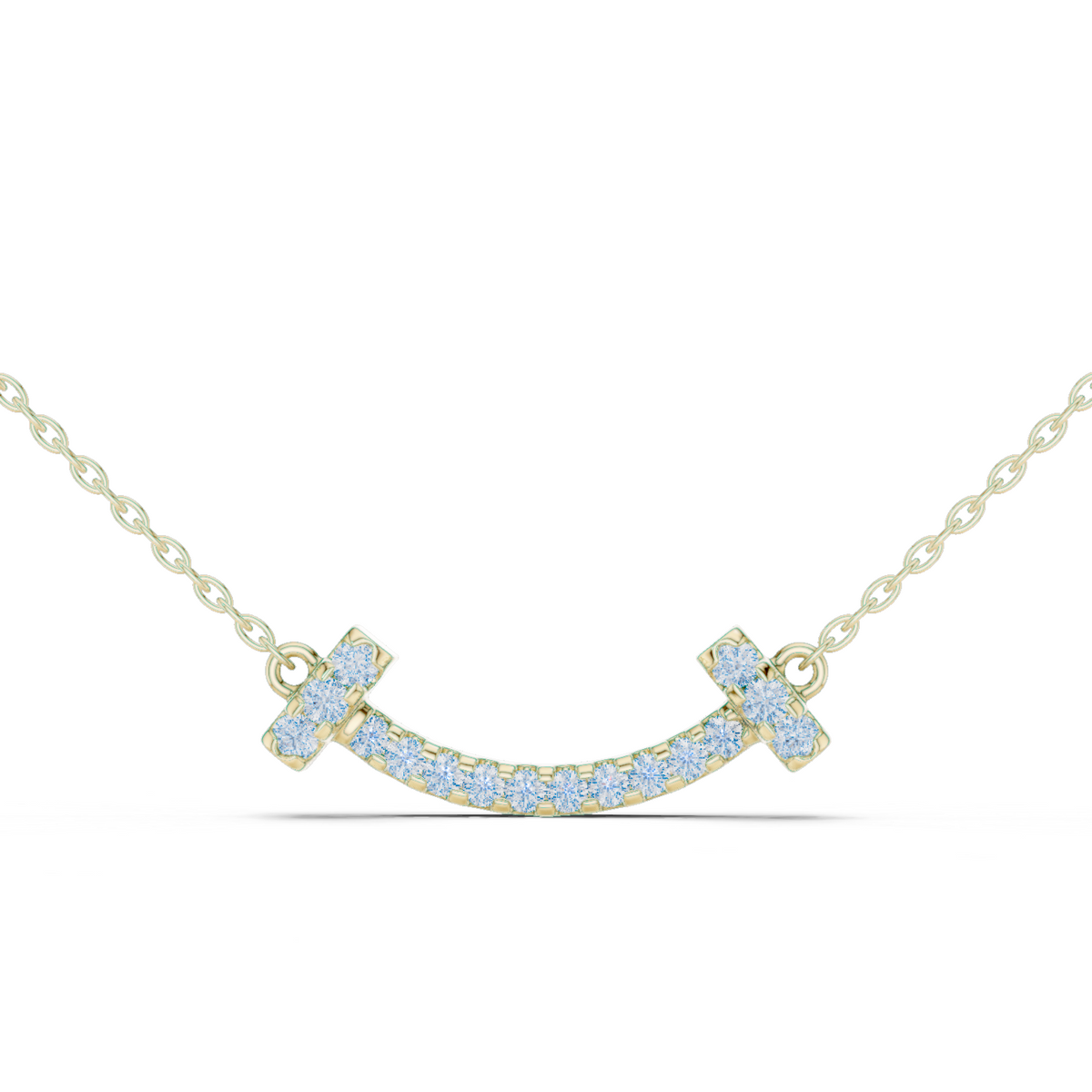14K Solid Gold Lab Diamond Pendant Necklace, Yellow Gold