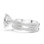 Gold Ring DDLR-300, Heart center stone, White Gold, view 3