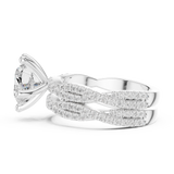 Gold Ring DDLR-300, Heart center stone, White Gold, view 3