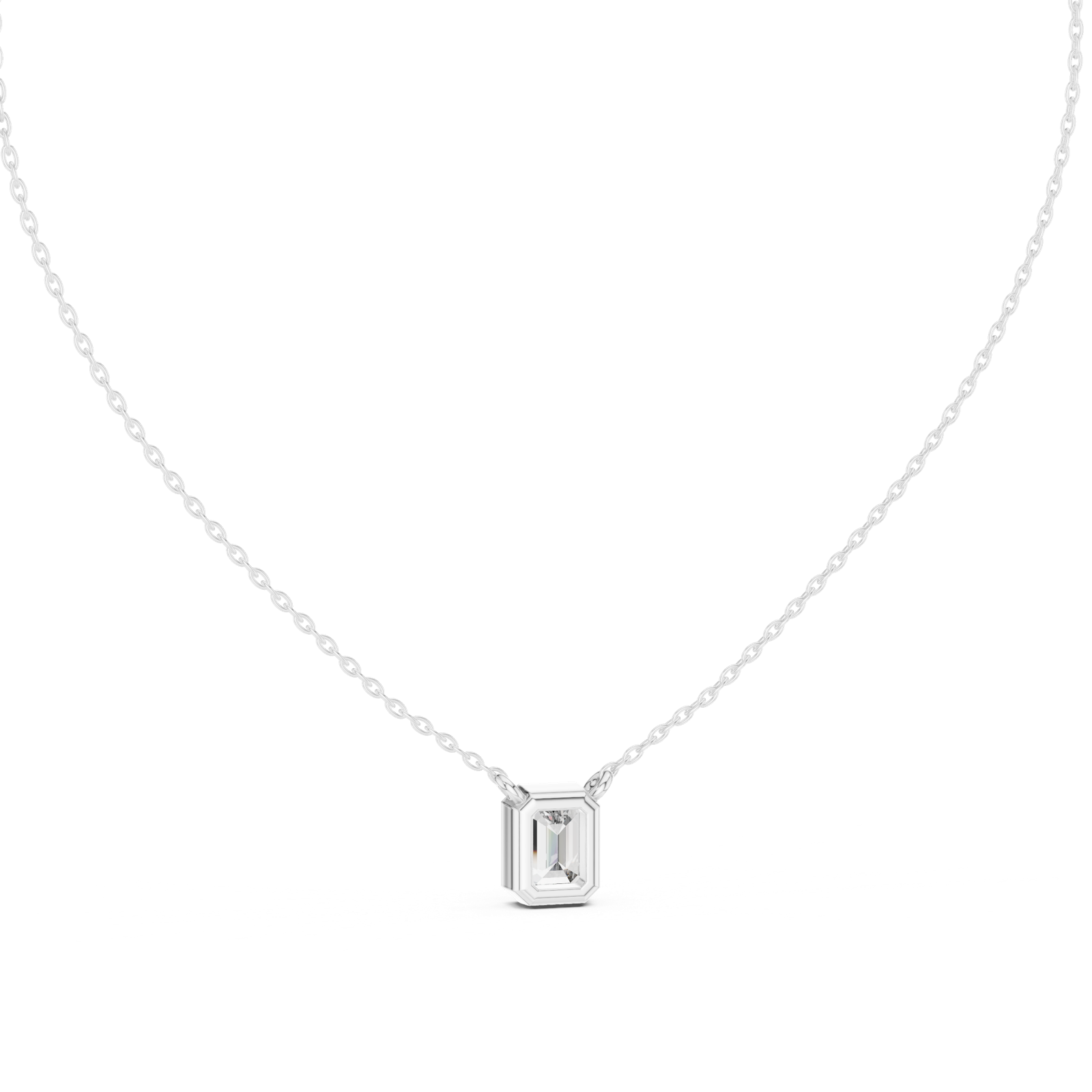 14K Solid Gold Lab Diamond Solitaire Pendant Necklace, White Gold, view 4