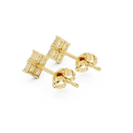 14K Solid Gold Lab Diamond Cluster Earrings, Yellow Gold, view 2