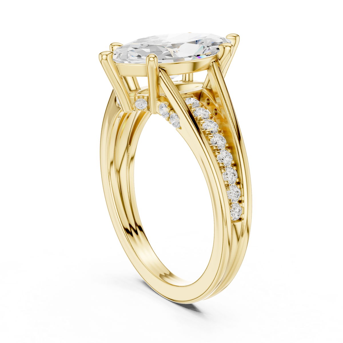 14K Solid Gold Lab Diamond Solitaire Ring, Yellow Gold, view 1