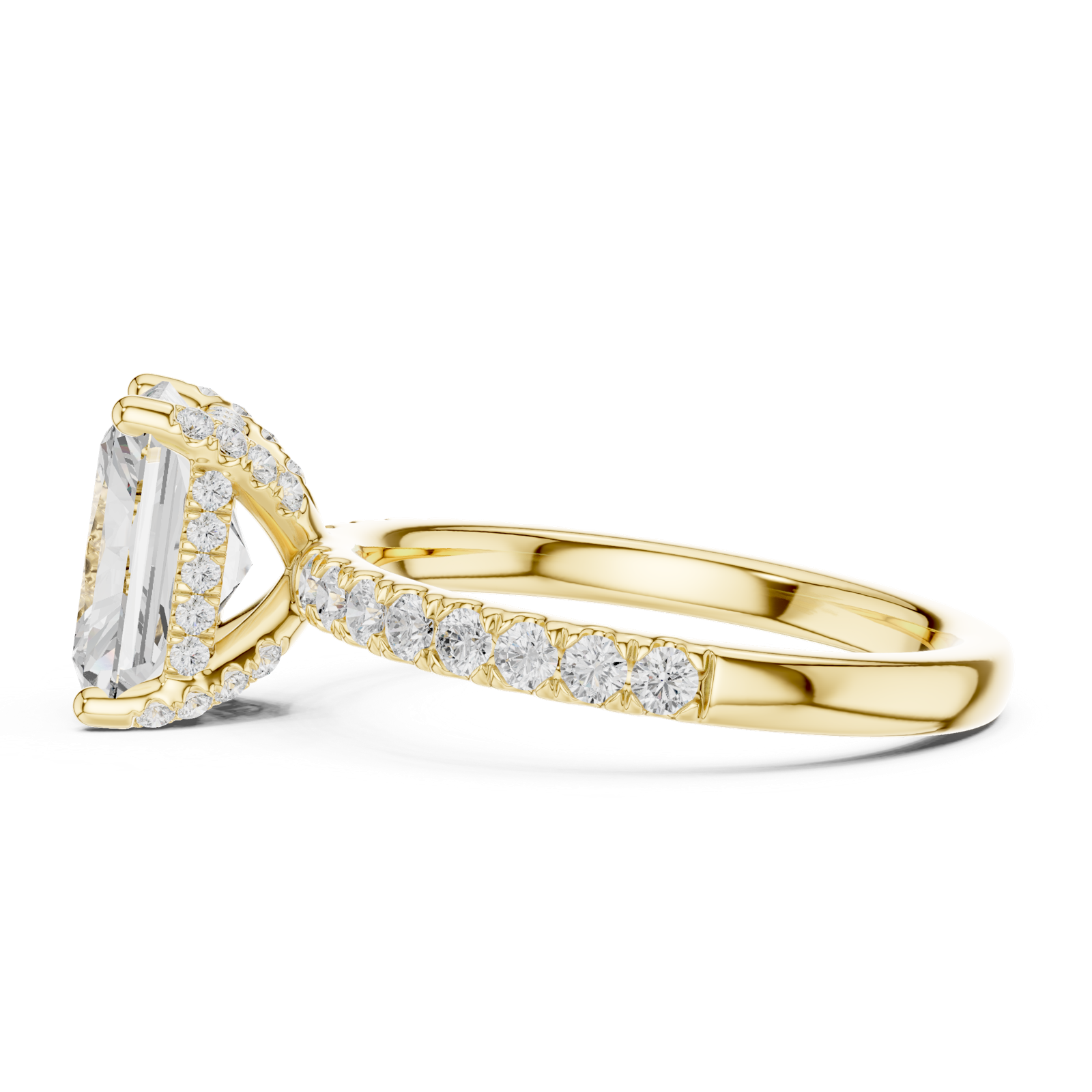 Gold Ring DDLR-161, Radiant center stone, Yellow Gold, view 3