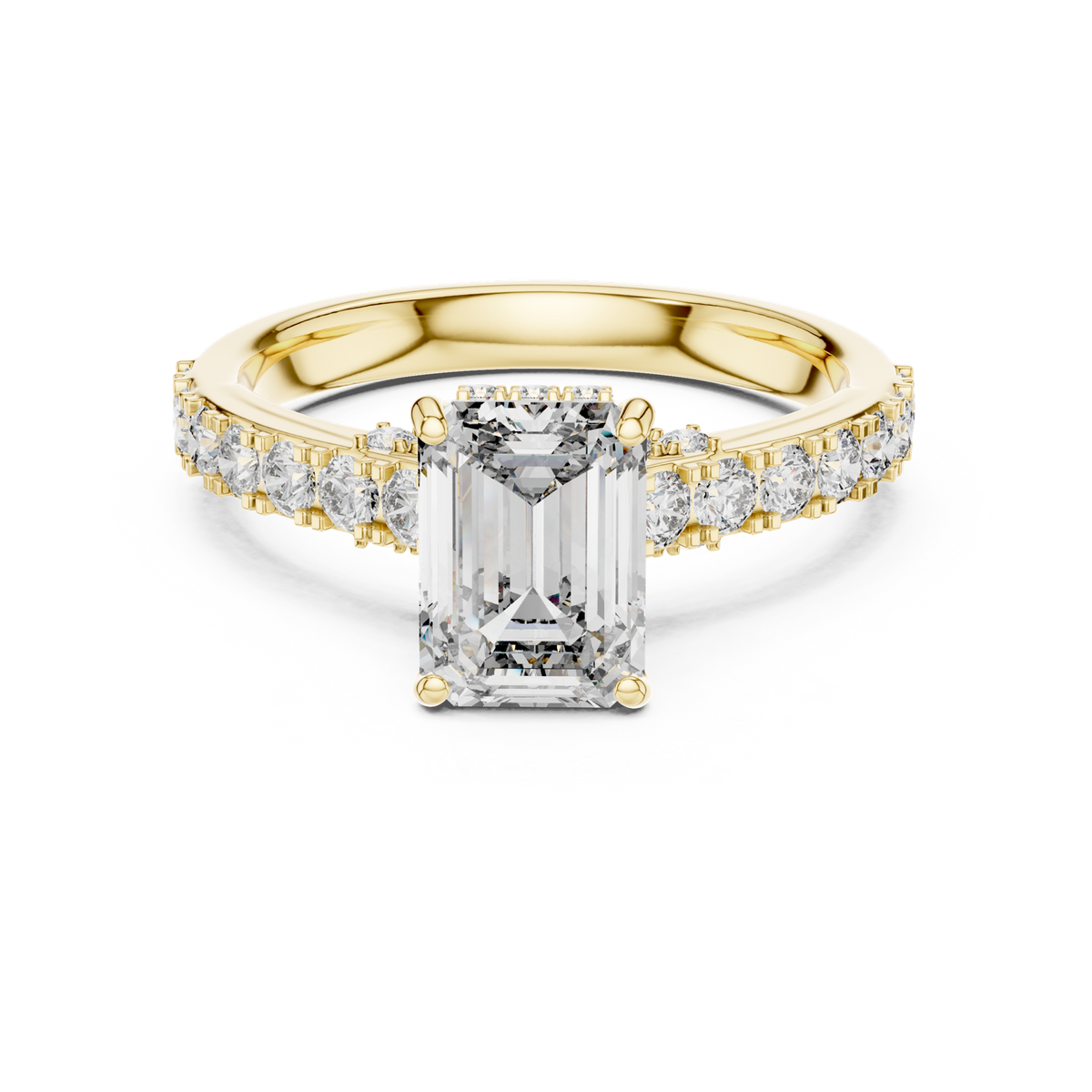 14K Solid Gold Lab Diamond Solitaire Ring, Yellow Gold