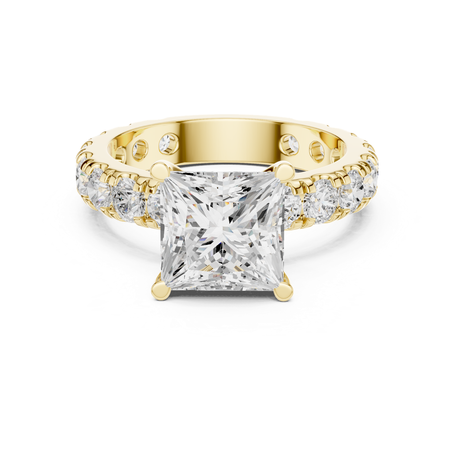 Gold Jewelry L35-63, Princess center stone, Yellow Gold, view 4