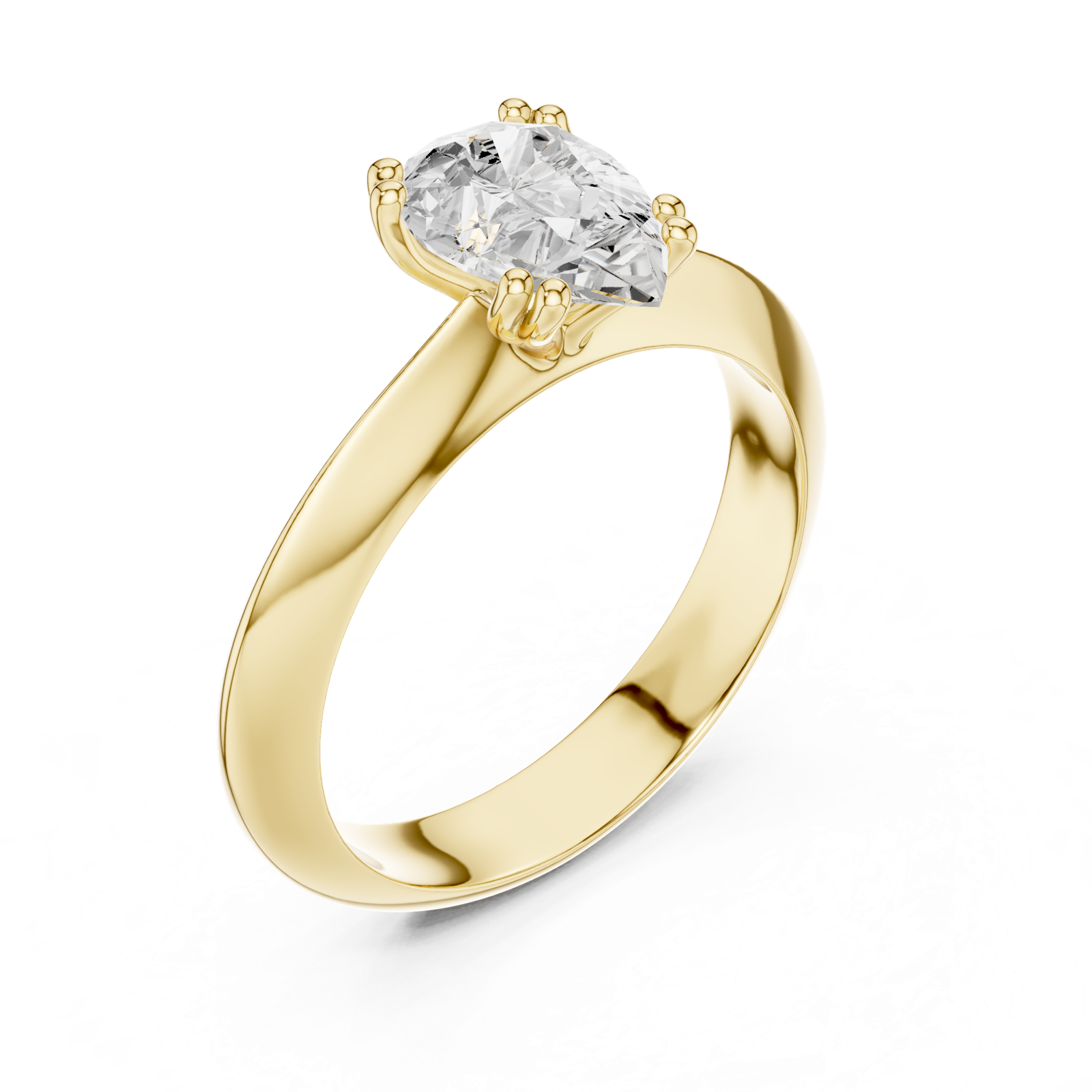 Gold Jewelry L36-8, Pear center stone, Yellow Gold, view 2