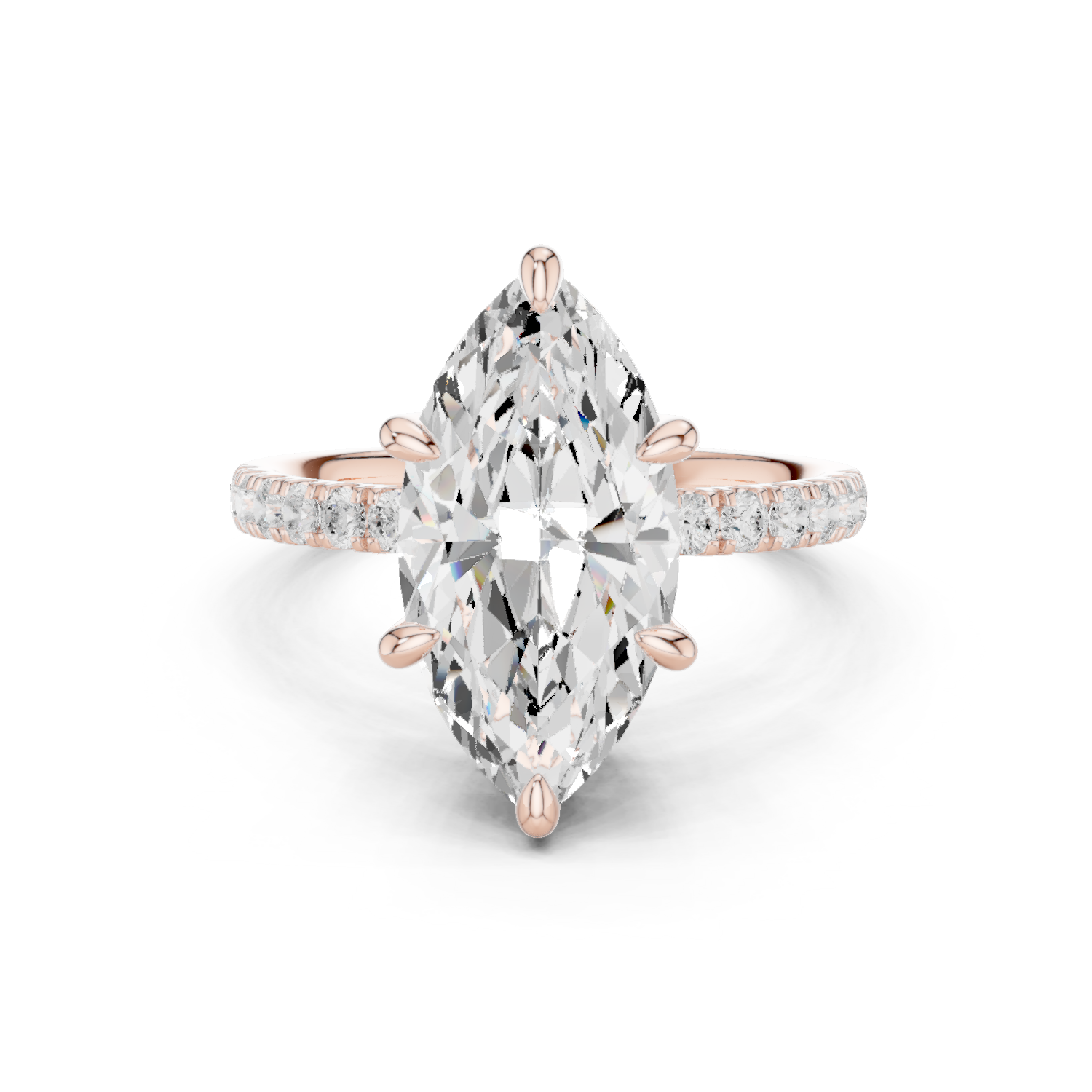 Gold Ring DDLR-259, Marquise center stone, Rose Gold