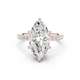 Gold Ring DDLR-259, Marquise center stone, Rose Gold