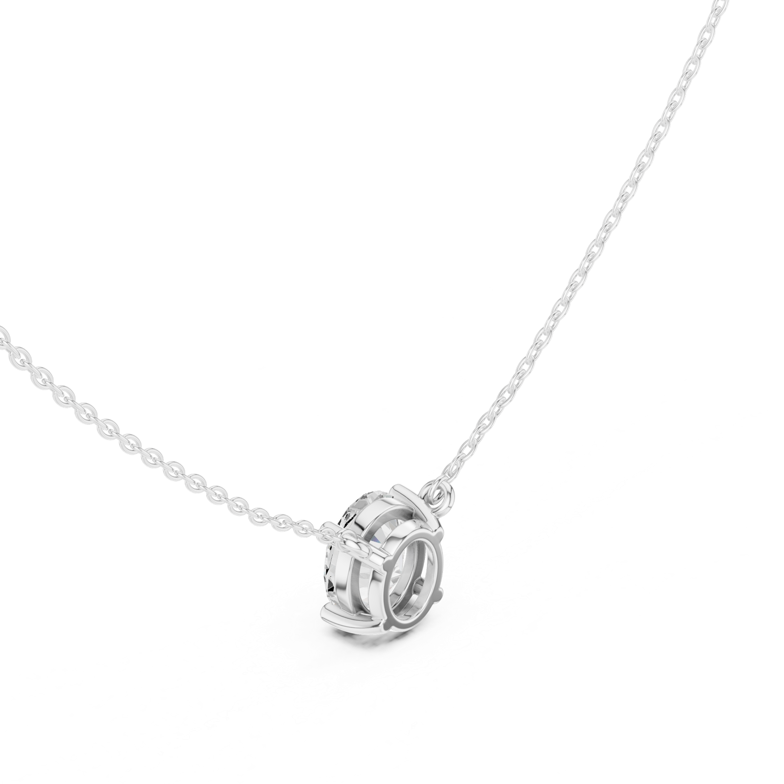 Gold Jewelry DDPO-001, Oval center stone, White Gold, view 2