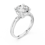 Gold Ring DDLR-175, Round center stone, White Gold, view 2