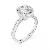 Gold Ring DDLR-175, Round center stone, White Gold, view 2