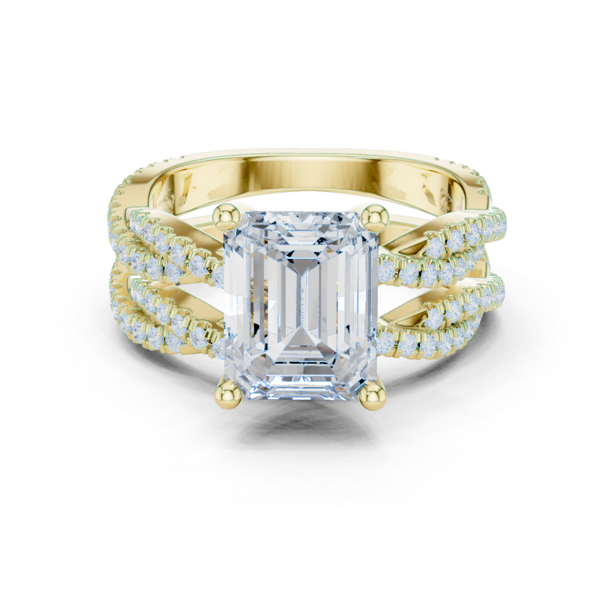 14K Solid Gold Lab Diamond Solitaire Ring, Yellow Gold