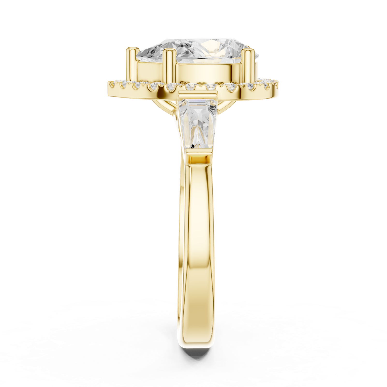 Gold Ring DDLR-342, Pear center stone, Yellow Gold, view 3