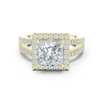 Gold Ring DDLR-350, Princess center stone, Yellow Gold