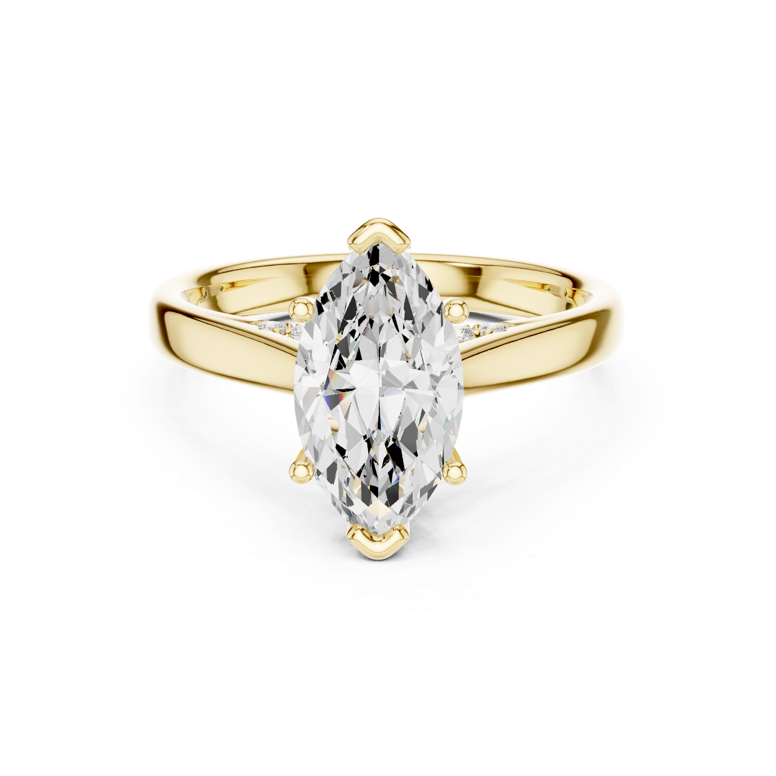 Gold Jewelry, Marquise center stone, Yellow Gold, view 4