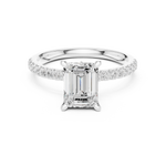 Gold Ring DDLR-256, Emerald center stone, White Gold, view 4