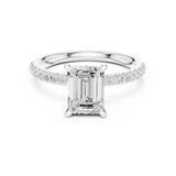 Gold Ring DDLR-256, Emerald center stone, White Gold, view 4