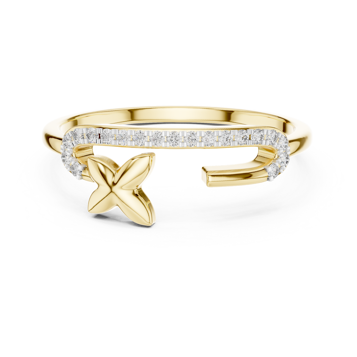 14K Solid Gold Lab Diamond Band Ring, Yellow Gold