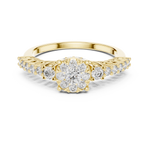 14K Solid Gold Lab Diamond Cluster Ring, Yellow Gold