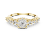 14K Solid Gold Lab Diamond Cluster Ring, Yellow Gold