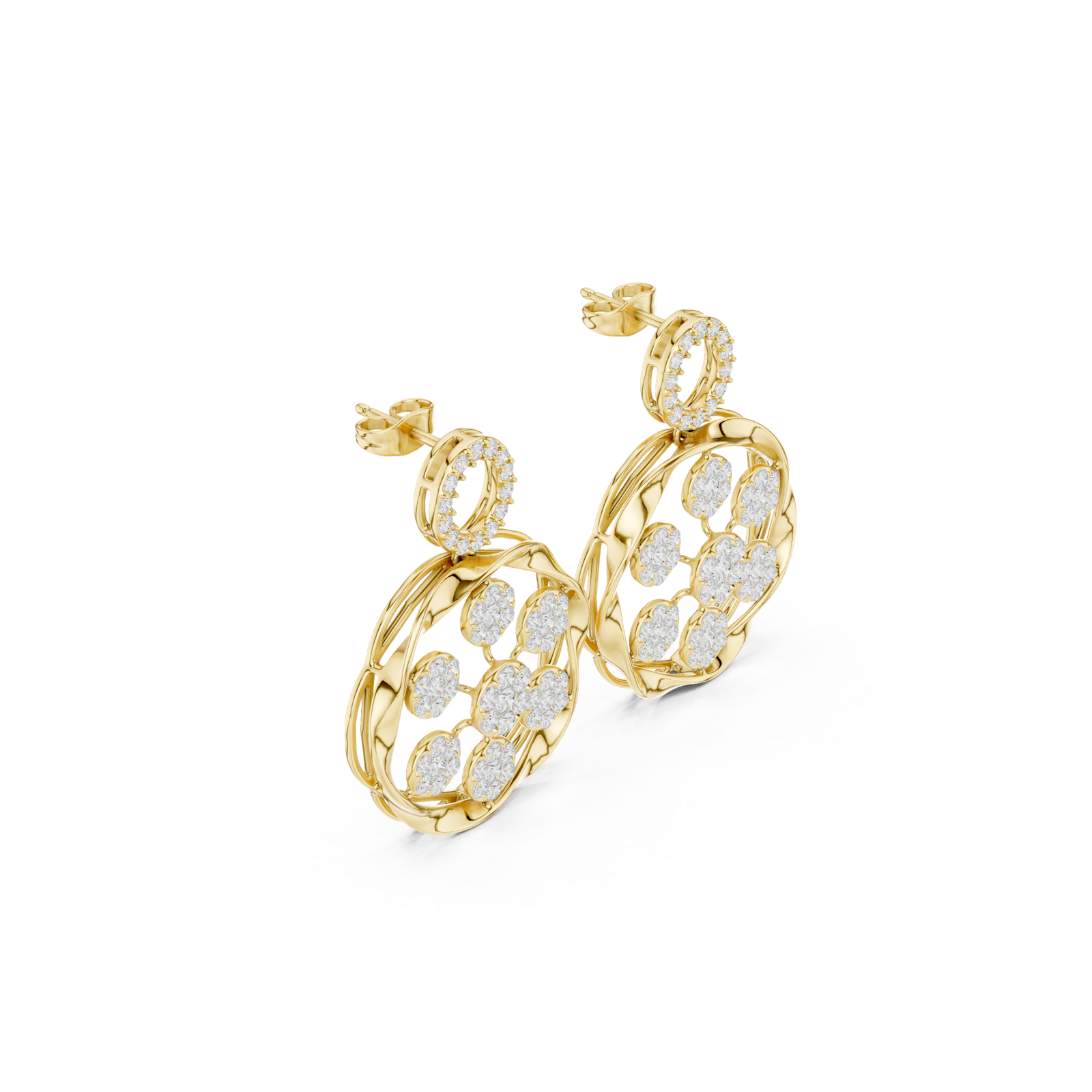 Gold Earrings SBER(35), Yellow Gold, view 1