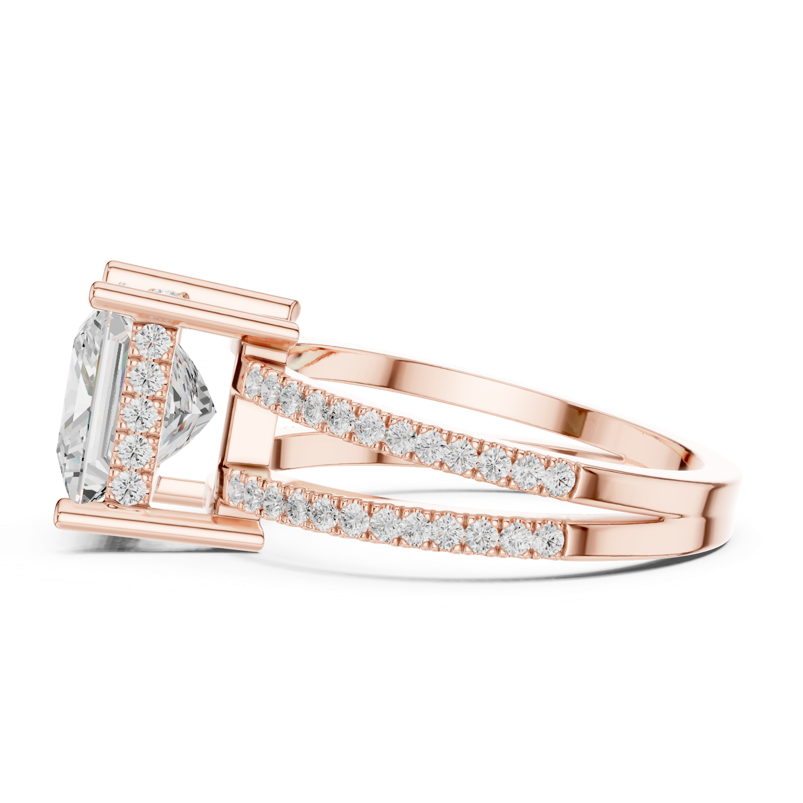 Gold Jewelry L36-13, Princess center stone, Rose Gold, view 3